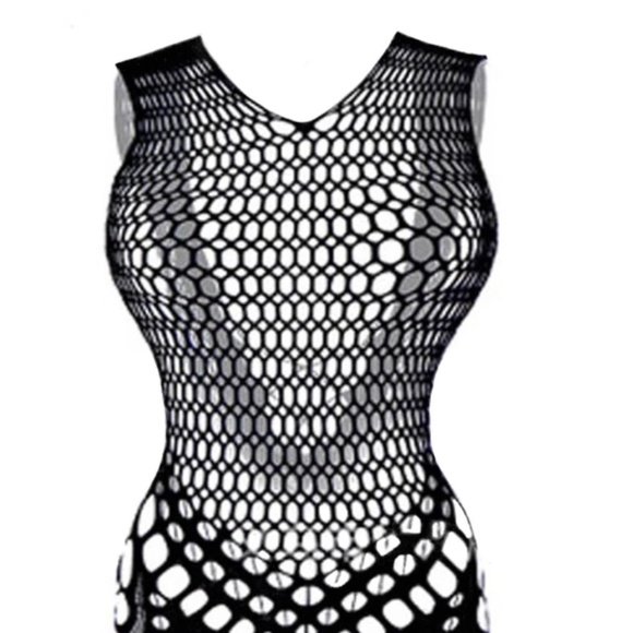 Black Full stretch Hole covered Teddy Bodysuit. One size fits most - Picture 2 of 2